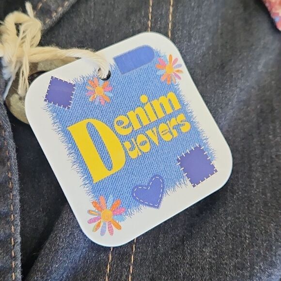 Vintage Lightweight Dark Denim Stretch Upcycled Statement Blazer Jacket - Picture 5 of 9